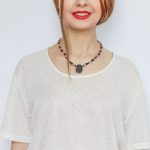 Colier mărgele ”ochi de pisică” roz și Piatra Lunii albastră